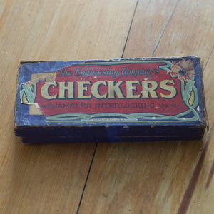 Vintagepickers - Wooden Checkers game with box